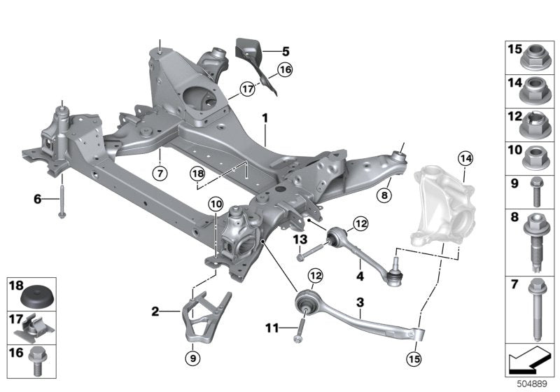Genuine BMW 31108096675 Front Axle Support (Inc. X3 M & X4 M) | ML Performance US US Car Parts