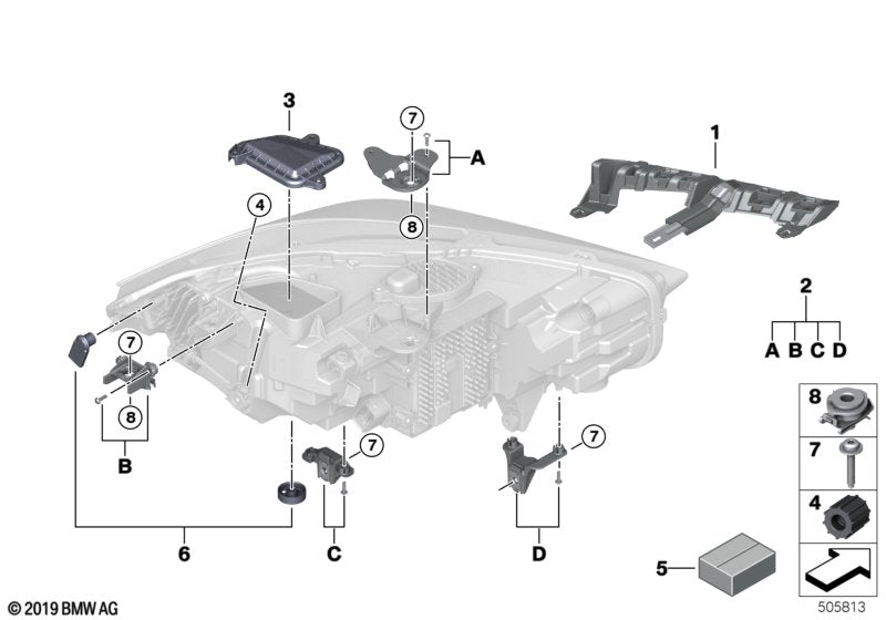 Genuine BMW 63119449606 F44 Bracket Headlight Right (Inc. 220d, M235iX & 218i) | ML Performance US US Car Parts