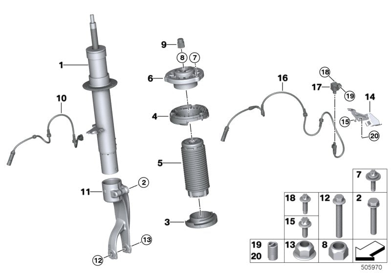 Genuine BMW 37106869022 G05 Spring Strut Front Right Vdc (Inc. X5) | ML Performance US US Car Parts