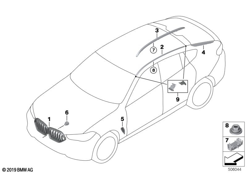 Genuine BMW 51137417885 G05 Roof Rail, Silver, Satin-Finish, Left (Inc. X5) | ML Performance US US Car Parts