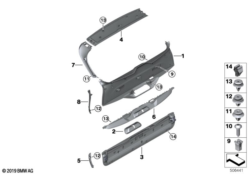 Genuine BMW 51498738627 G05 TriCover, Trunk Lid, Left (Inc. X5) | ML Performance US US Car Parts