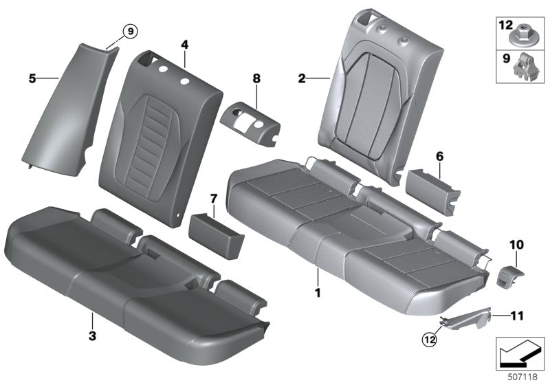Genuine BMW 52208073807 Side Finisher, Leather, Left ELFENBEINWEISS (Inc. X4) | ML Performance US US Car Parts