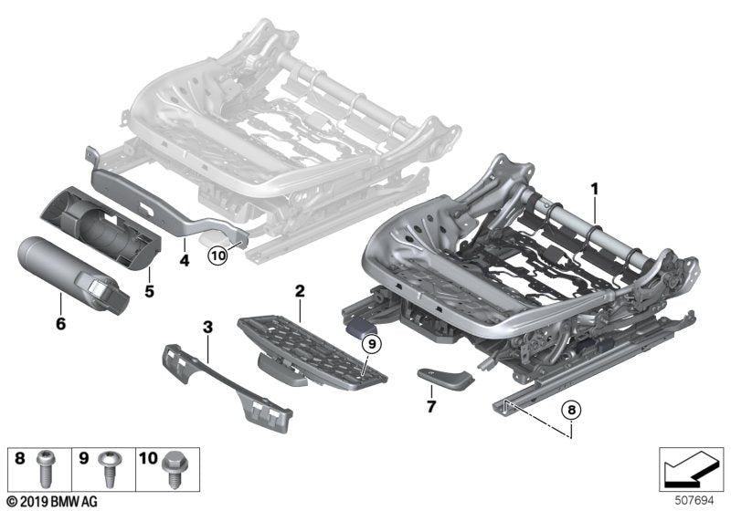 Genuine BMW 52107414615 G21 G20 G01 Backrest Frame, Left (Inc. X4 20dX, 330dX & 320dX) | ML Performance US US Car Parts