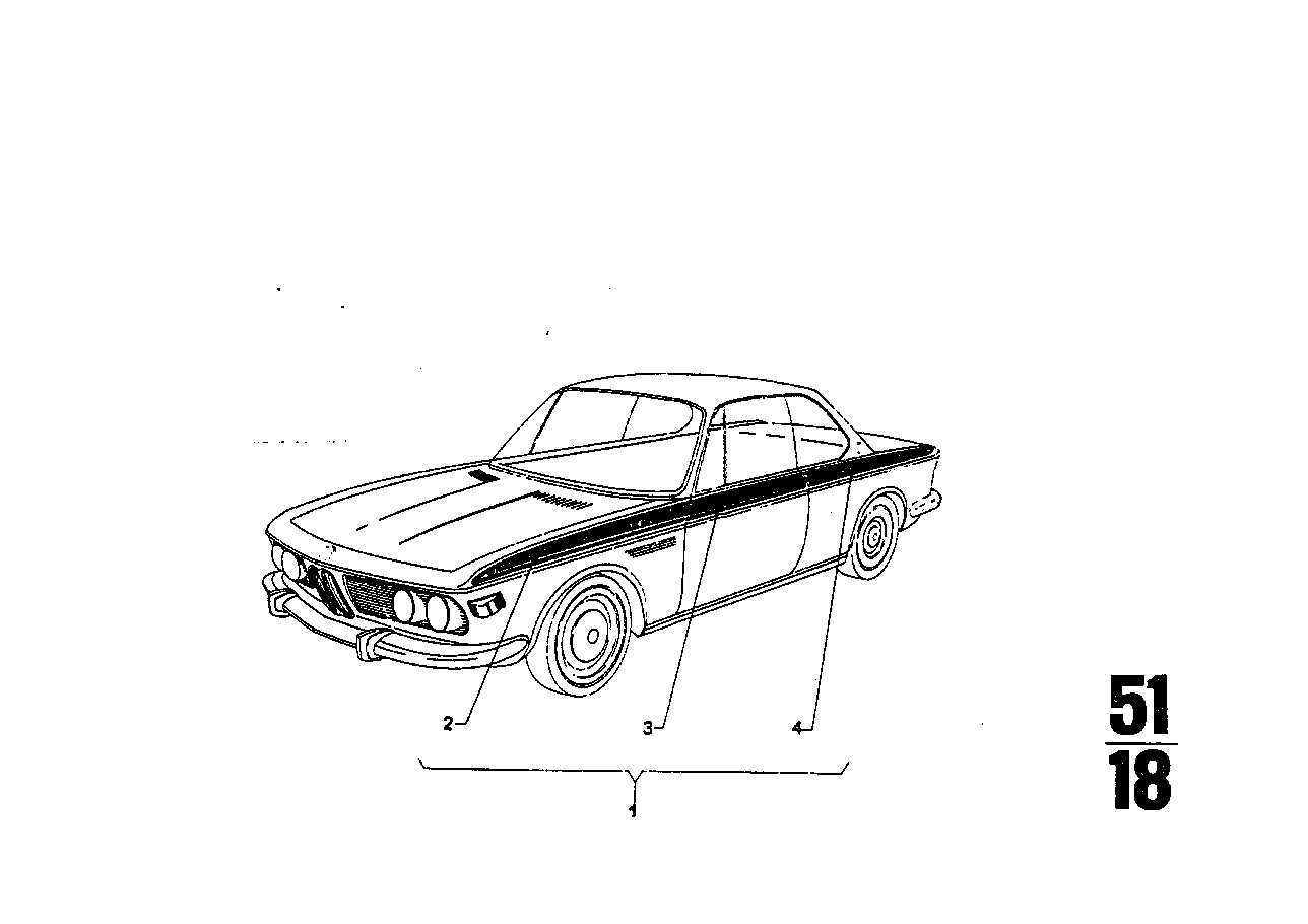 Genuine BMW 51141823167 Ornamental Strips, Black Front Left (Inc. 3.0CSiL & 3.0CSL) | ML Performance US US Car Parts