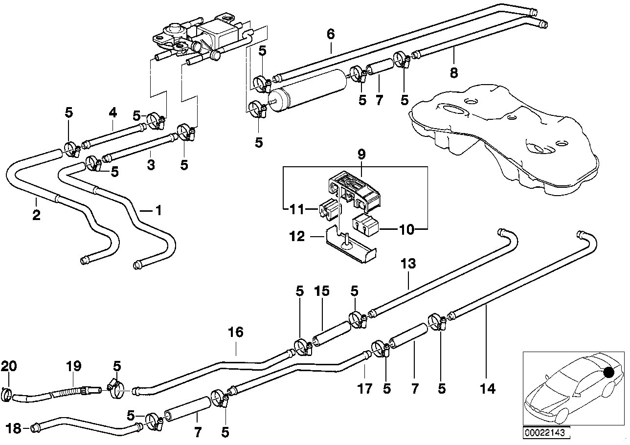 Genuine BMW 16121183205 E38 Rear Fuel Return Line (Inc. 740iL, 750iLP & 750iLS) | ML Performance US Car Parts