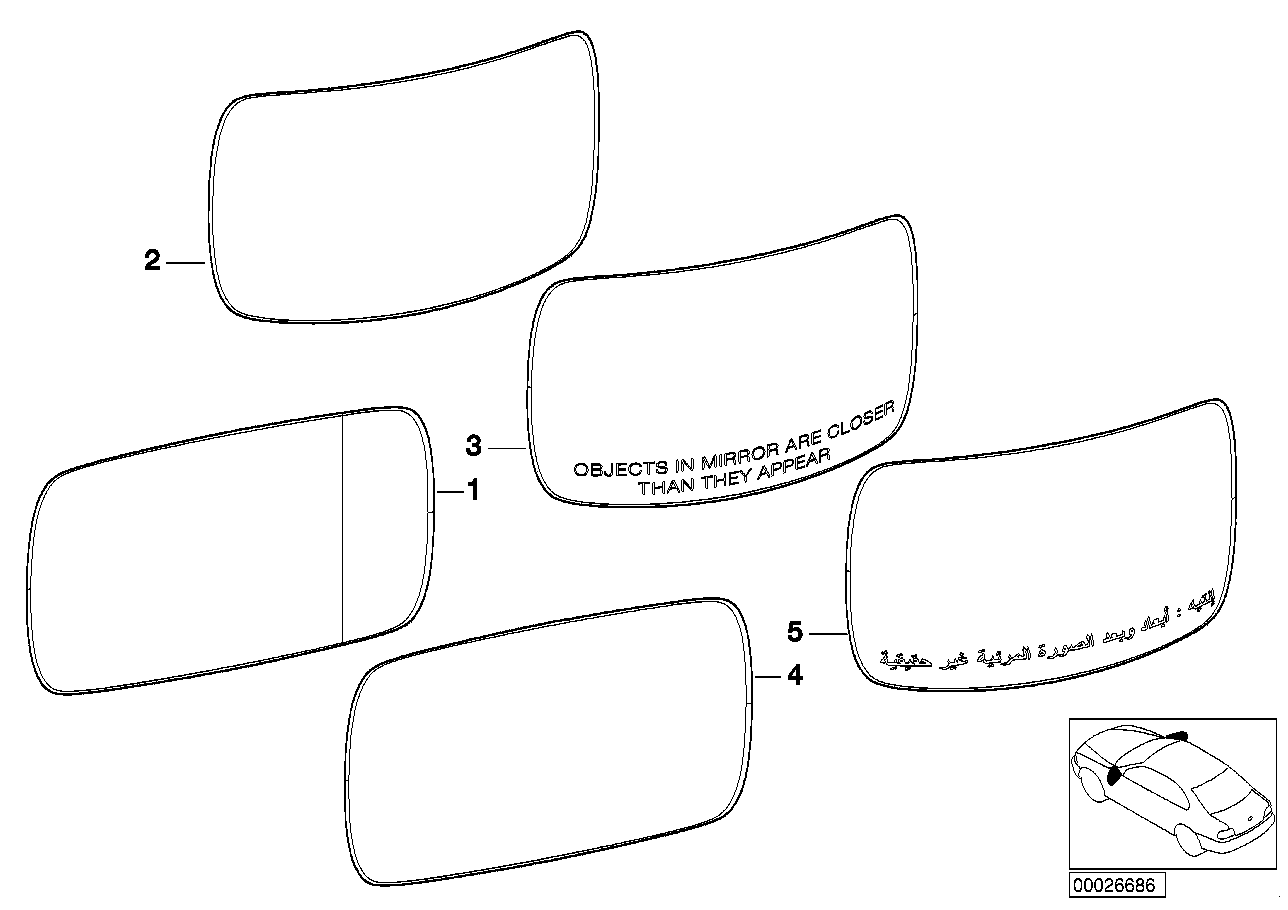 Genuine BMW 51168209809 E39 E38 Mirror Glas Heated Plane Left GENTEX (Inc. 525td, 740iLP & 730iL) | ML Performance US US Car Parts
