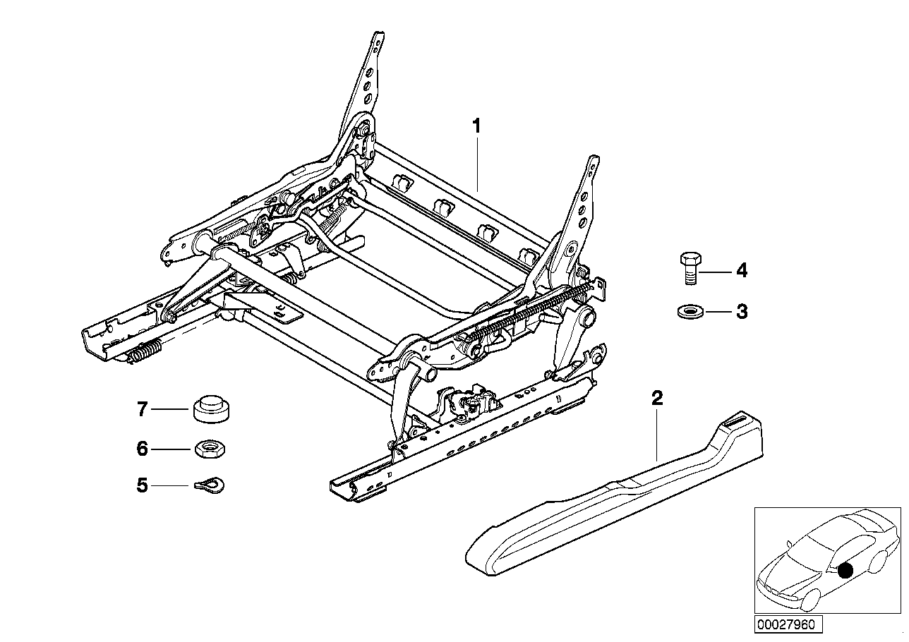 Genuine BMW 52108226268 E46 E53 E83 Seat Mechanism Right (Inc. X5 3.0d, X3 2.5si & 316i 1.9) | ML Performance US US Car Parts
