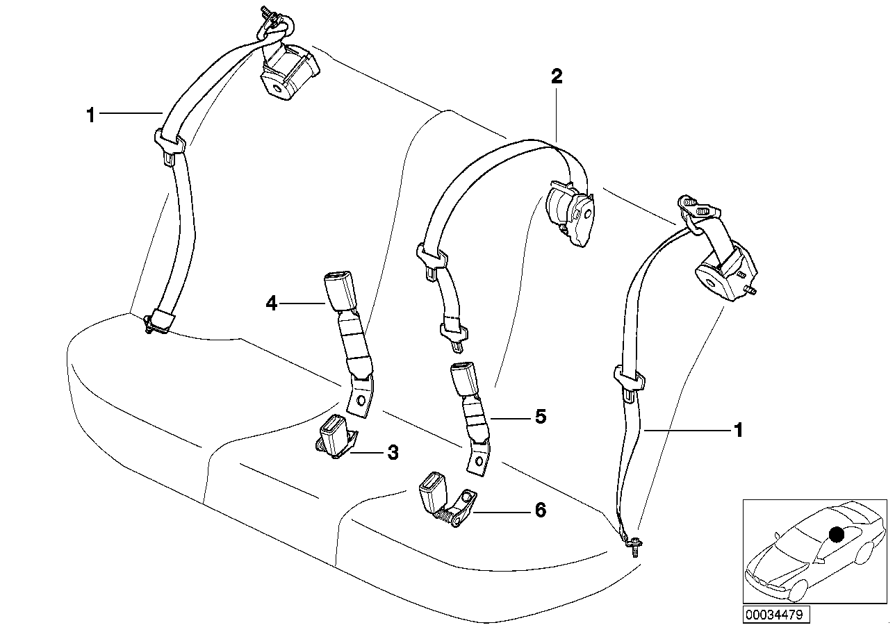 Genuine BMW 72118198469 E39 Lower Belt Rear Center SCHWARZ (Inc. 520d, 525td & 535i) | ML Performance US US Car Parts