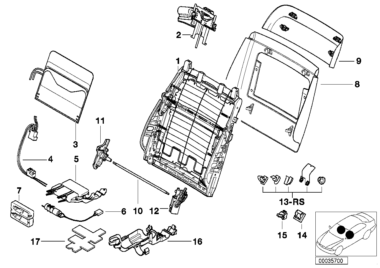 Genuine BMW 67318352263 E39 E38 Actuator F Upper Backrest Adjustment (Inc. 725tds, L7 & 730d) | ML Performance US US Car Parts