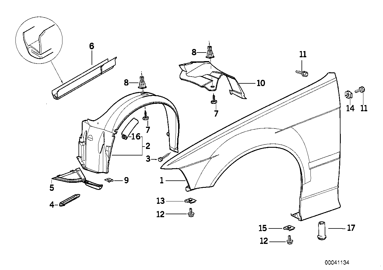 Genuine BMW 41358215289 E36 Side Panel, Front Left (Inc. 318i, 318is & 325i) | ML Performance US US Car Parts