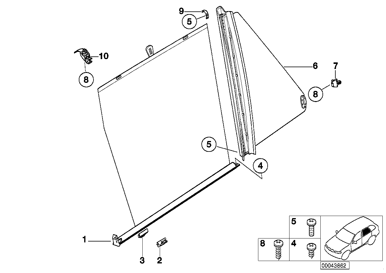 Genuine BMW 51167001148 E53 Right Rear Door Sun Blind DUNKELGRAU (Inc. X5) | ML Performance US US Car Parts