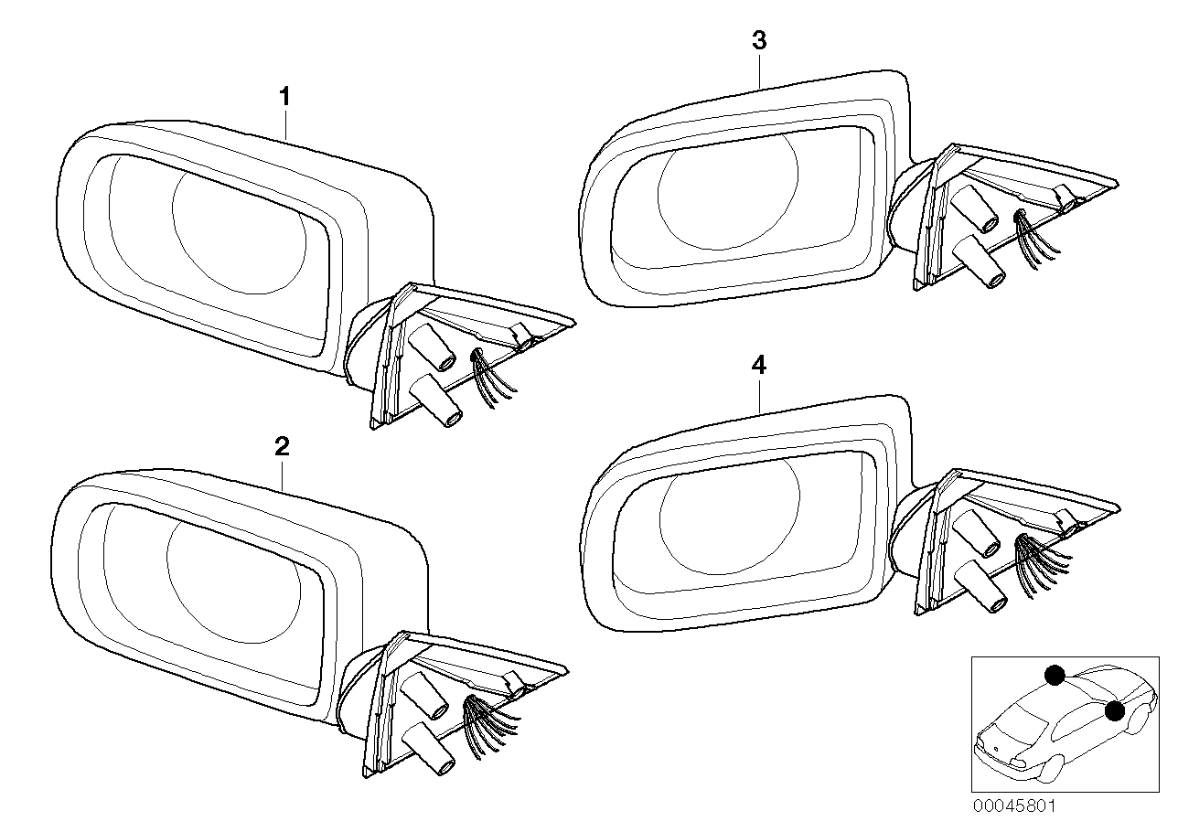 Genuine BMW 51168266452 E38 Outside Mirror W/Out Glass Heated Right (Inc. 740iL, 740i & 740iLP) | ML Performance US US Car Parts