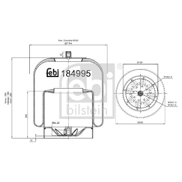FEBI FE184995 Air Suspension Bellow