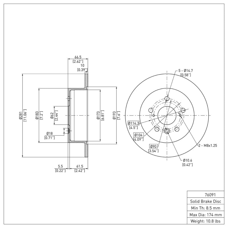 DFC 12-18 Lexus ES300H Rear Brake Rotor