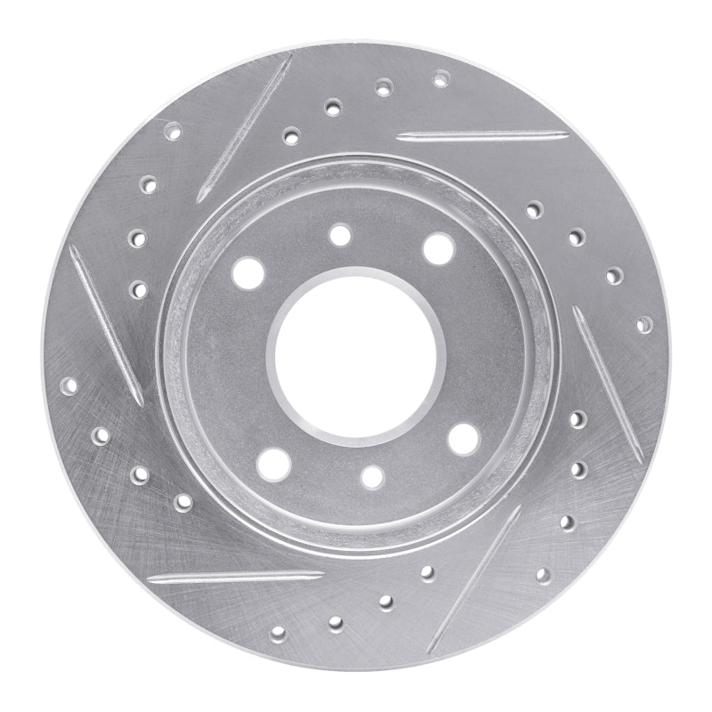 R1 Concepts R1 89-96 Nissan 240SX Front Right Drilled & Slotted Silver Brake Rotor