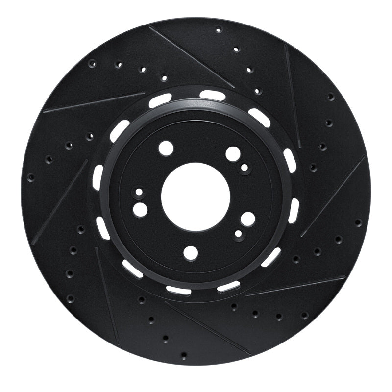 R1 Concepts R1 21-26 Genesis GV70 Front Right Drilled & Slotted Black Brake Rotor
