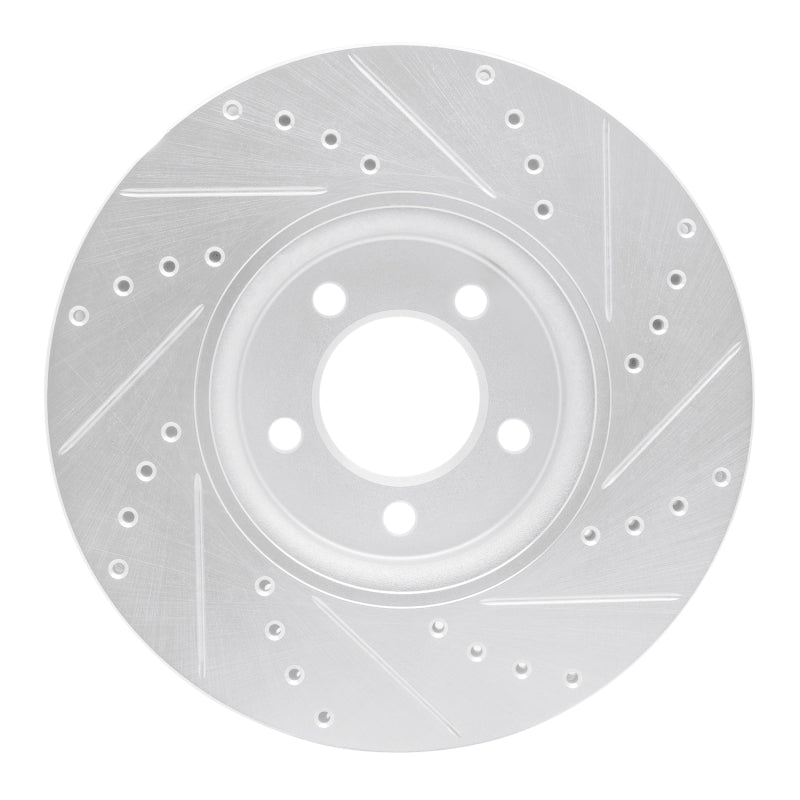 R1 Concepts R1 06-08 Jaguar S-Type Front Left Drilled & Slotted Silver Brake Rotor