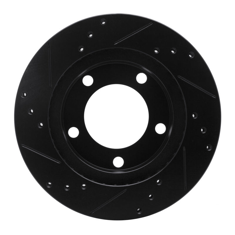 R1 Concepts R1 76-93 Ford F-150 4WD Front Right Drilled & Slotted Black Brake Rotor