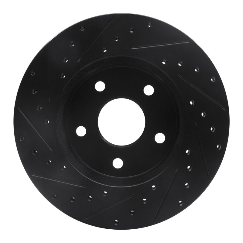 R1 Concepts R1 99-04 Jeep Grand Cherokee Front Right Drilled & Slotted Black Brake Rotor