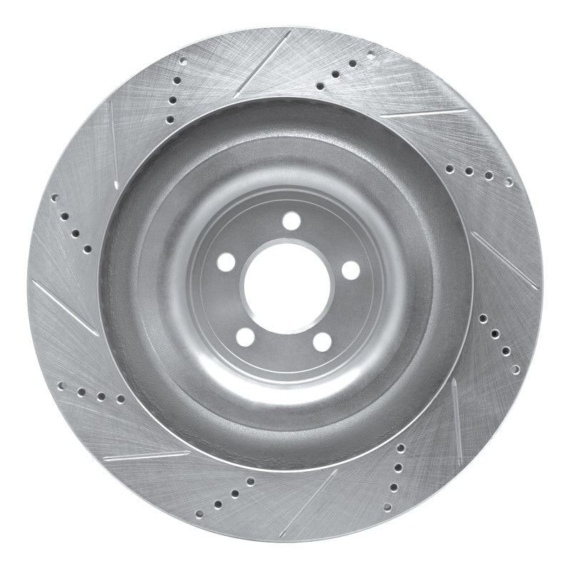 R1 Concepts R1 08-09 Jaguar XKR Left Front Drilled & Slotted Silver Brake Rotor
