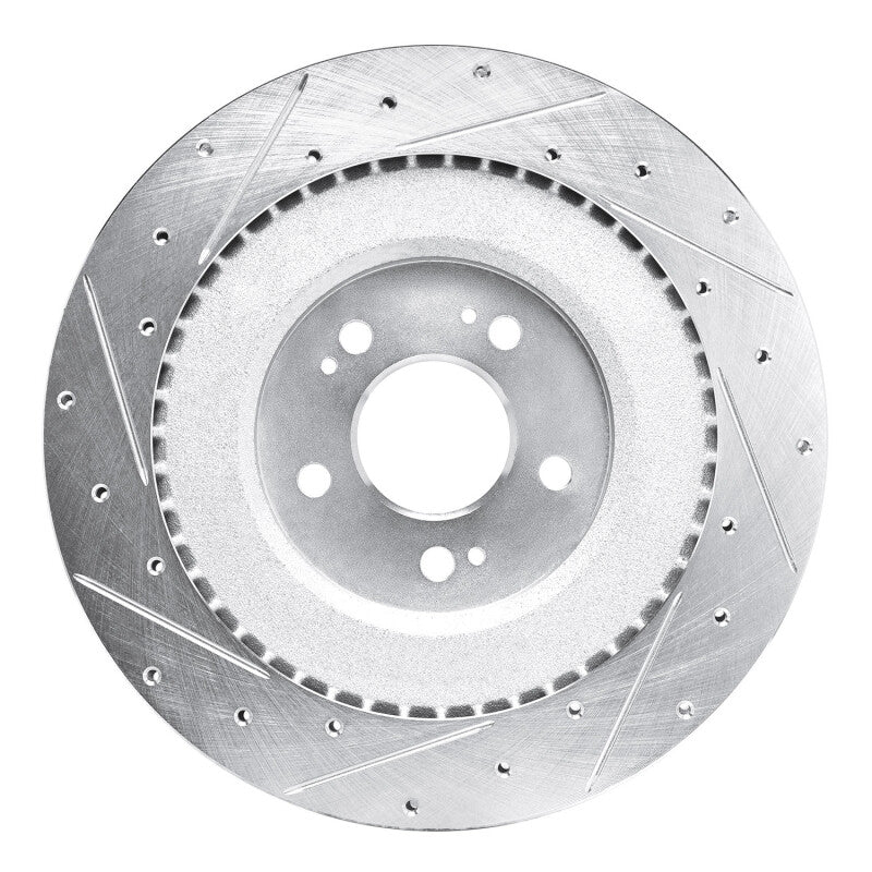 R1 Concepts R1 21-26 Genesis G80 Rear Right Drilled & Slotted Silver Brake Rotor