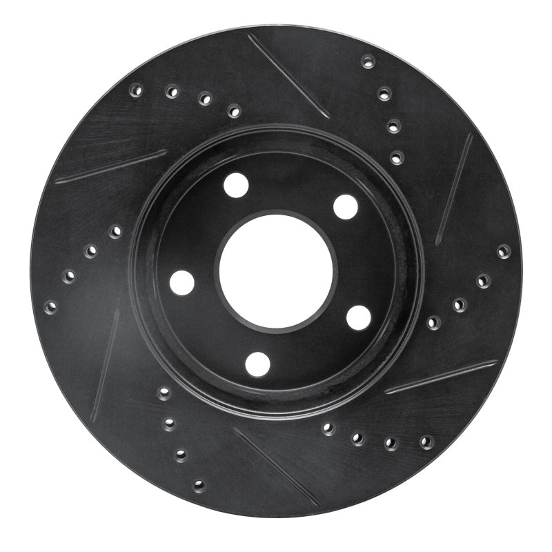 R1 Concepts R1 06-11 Chevrolet HHR Front Left Drilled & Slotted Black Brake Rotor
