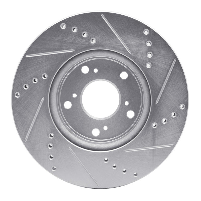R1 Concepts R1 13-22 Honda Accord Sedan Front Left Drilled & Slotted Silver Brake Rotor