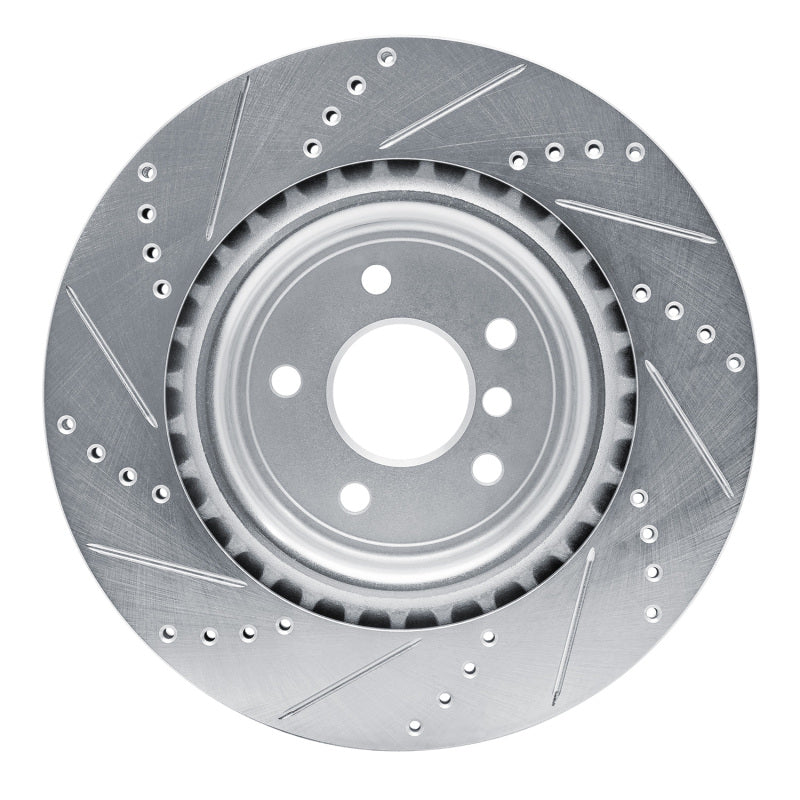 R1 Concepts R1 16-24 Jaguar XF Rear Right Drilled & Slotted Silver Brake Rotor