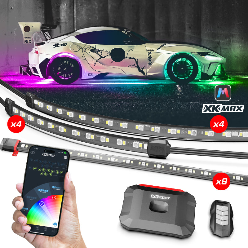 XKGLOW XK Glow XKmax RGBW 16pc Addressable Car Underglow + Interior + Wheel Kit