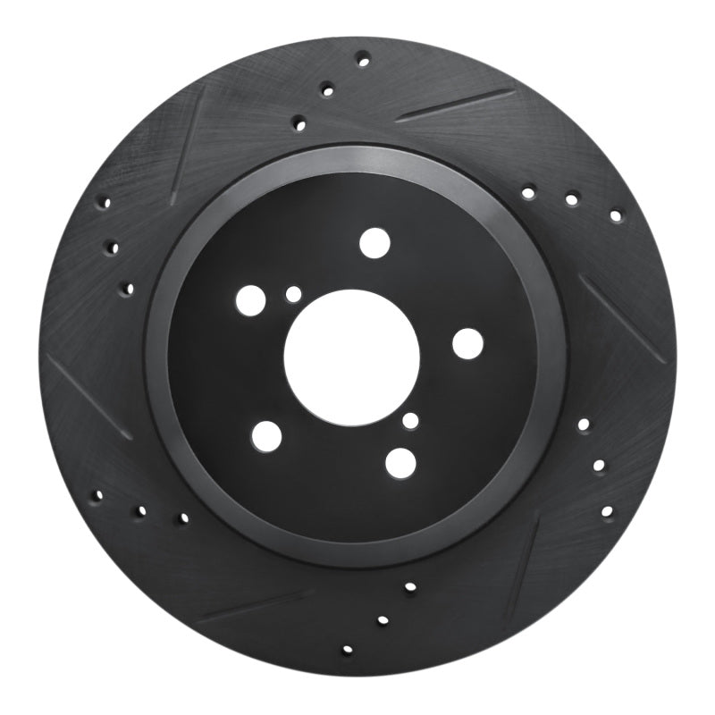 R1 Concepts R1 -23 Subaru Crosstrek Rear Left Drilled & Slotted Black Brake Rotor