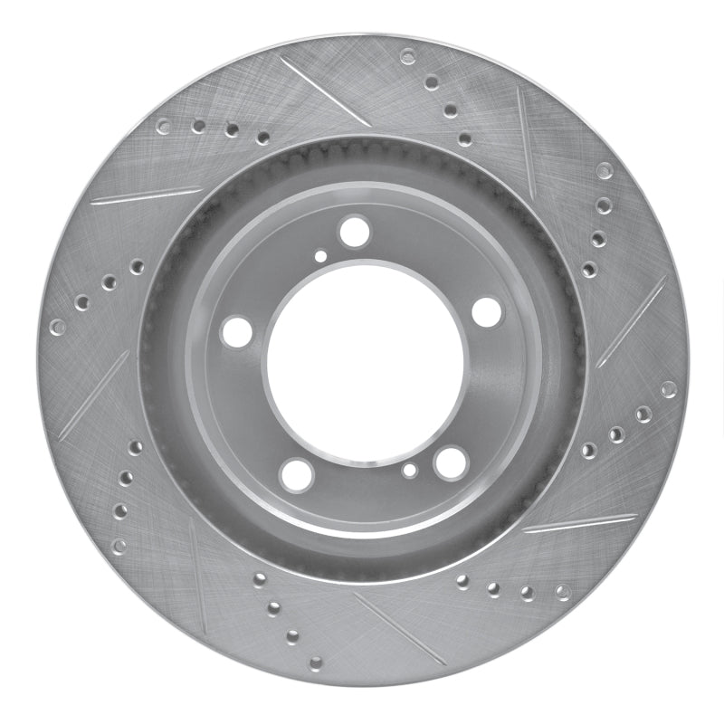 R1 Concepts R1 08-21 Lexus LX570 Front Left Drilled & Slotted Silver Brake Rotor