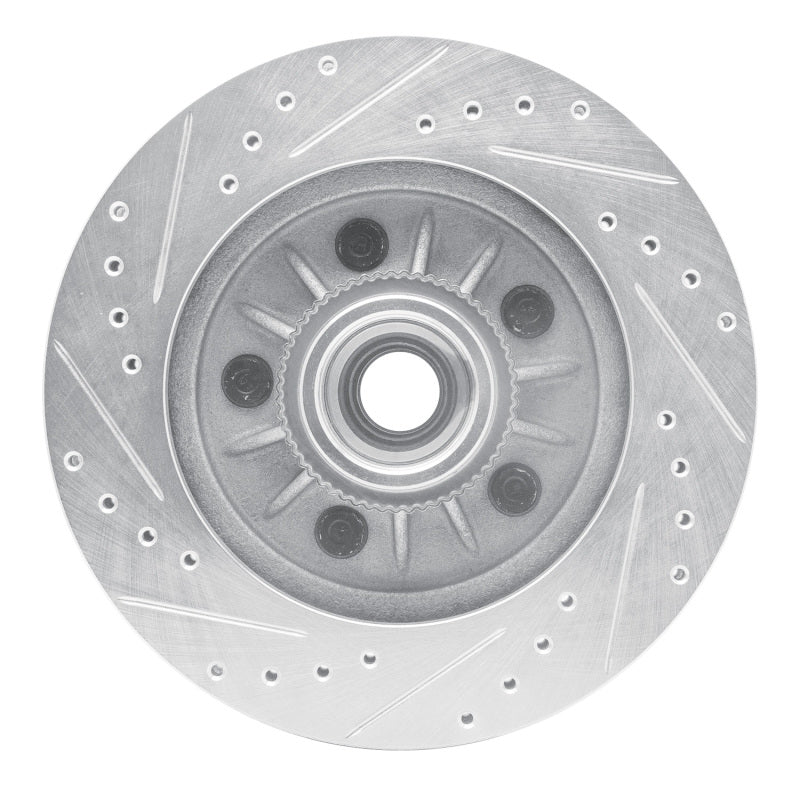 R1 Concepts R1 99-04 Ford Expedition Front Right Drilled & Slotted Silver Brake Rotor