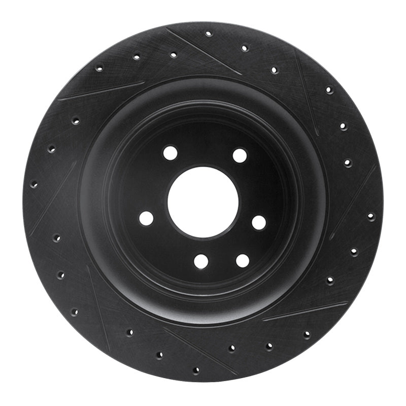 R1 Concepts R1 07-15 Infiniti Q60 Rear Left Drilled & Slotted Black Brake Rotor