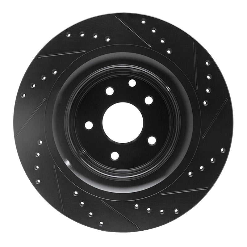 R1 Concepts R1 08-25 Infiniti Q60 Rear Left Drilled & Slotted Black Brake Rotor