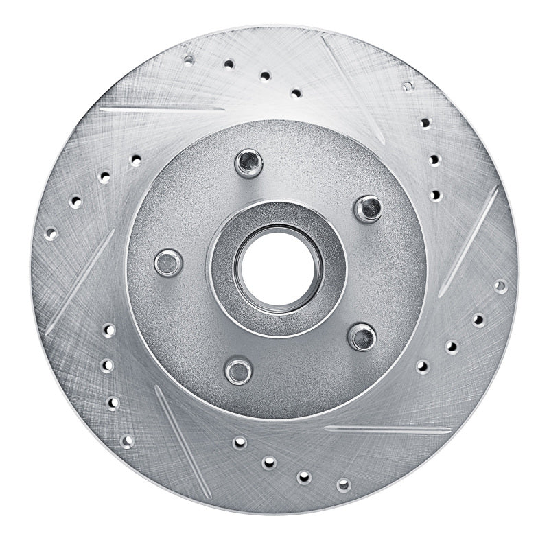 R1 Concepts R1 72-73 Ford Gran Torino Front Right Drilled & Slotted Silver Brake Rotor