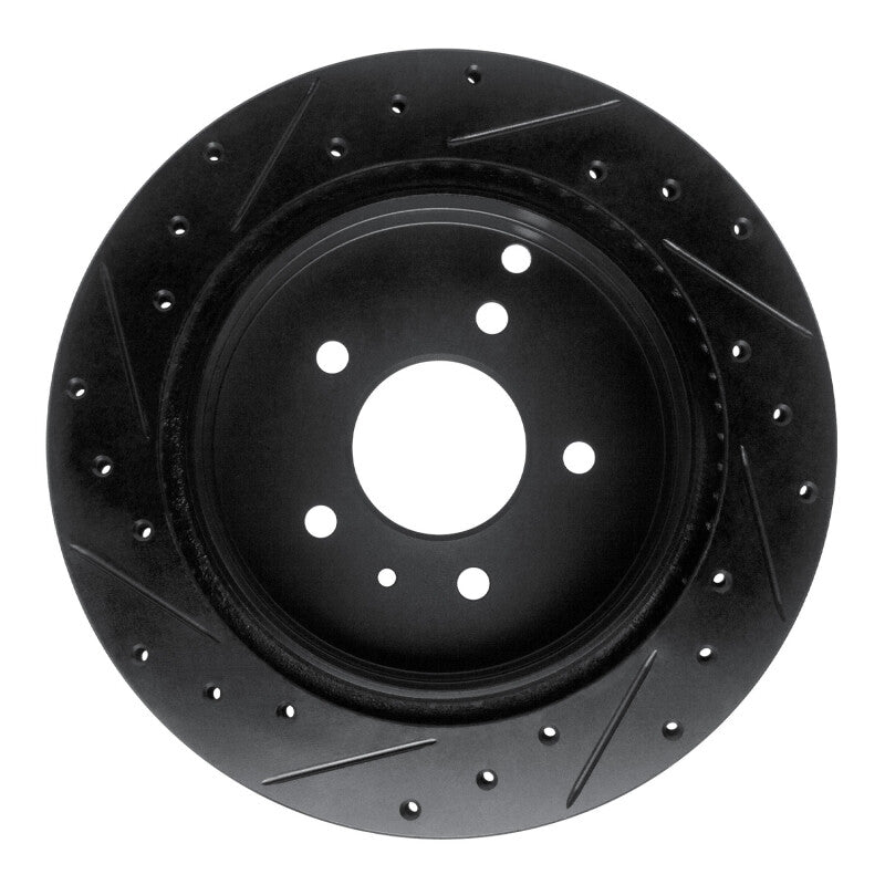 R1 Concepts R1 07-15 Chevrolet Captiva Rear Right Drilled & Slotted Black Brake Rotor
