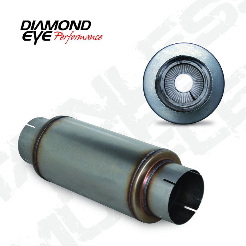 Diamond Eye Performance Diamond Eye MFLR 5inID SGL IN/SGL OUT 7inDIA X 14in BODY 20in LENGTH PERF SLOTTED ENDS 409 SS
