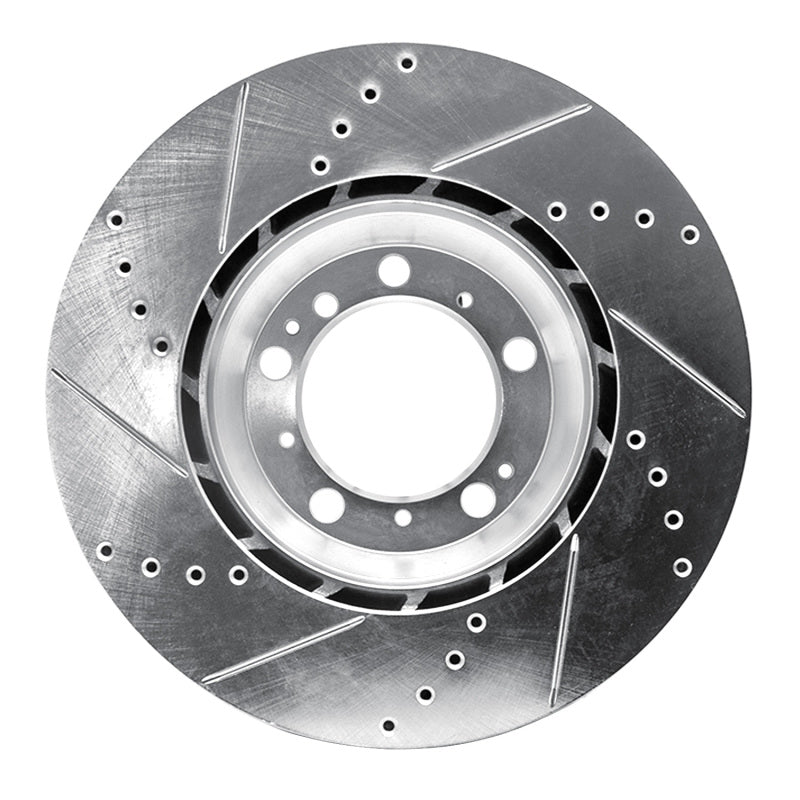 R1 Concepts R1 99-23 Porsche 911 Right Rear Drilled & Slotted Silver Brake Rotor