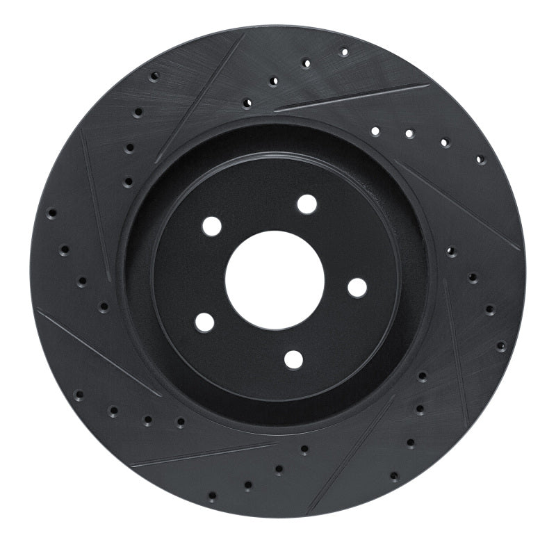 R1 Concepts R1 2022-2025 Infiniti QX60 Front Left Drilled & Slotted Black Brake Rotor