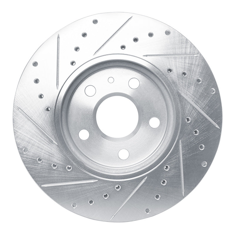 R1 Concepts R1 08-14 Cadillac CTS Front Right Drilled & Slotted Silver Brake Rotor