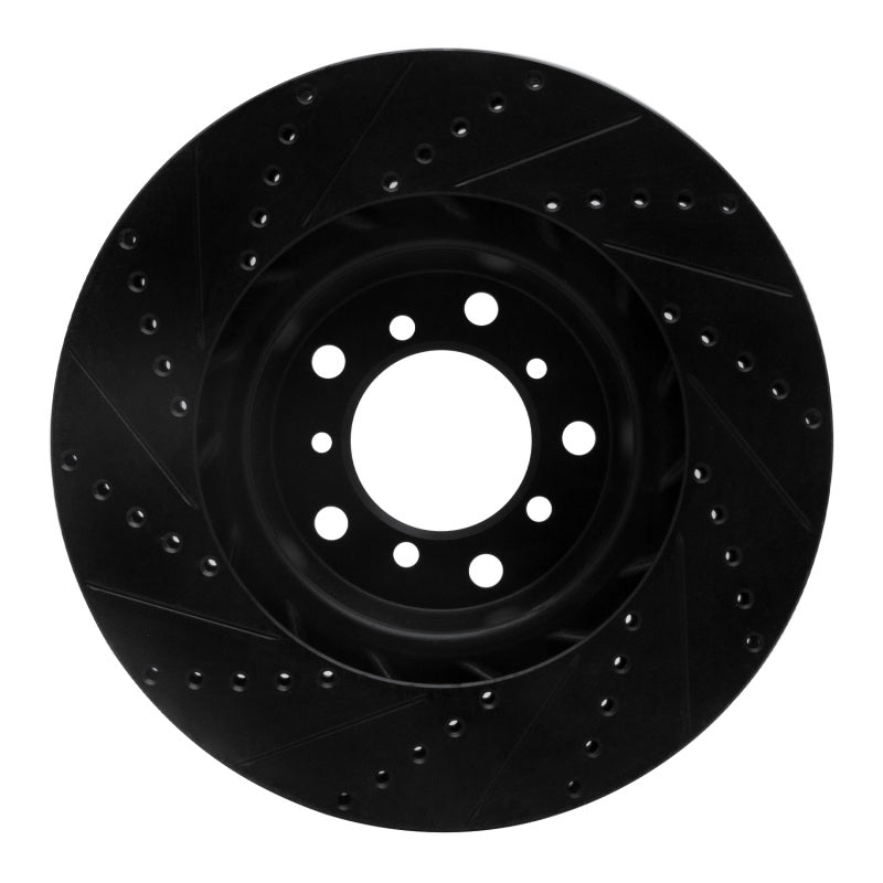 R1 Concepts R1 01-06 BMW M3 Left Front Drilled & Slotted Black Brake Rotor