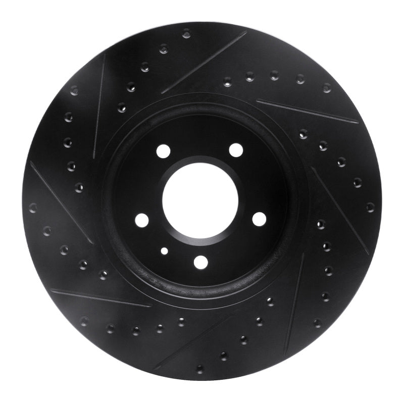 R1 Concepts R1 09-11 Cadillac STS Front Right Drilled & Slotted Black Brake Rotor