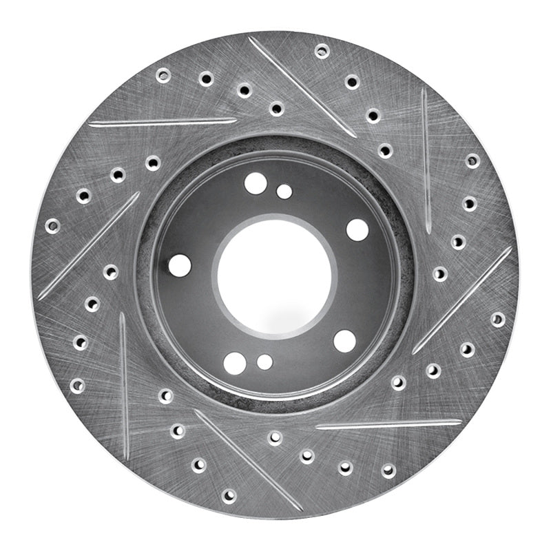 R1 Concepts R1 89-96 Nissan 300ZX Turbo Front Left Drilled & Slotted Silver Brake Rotor
