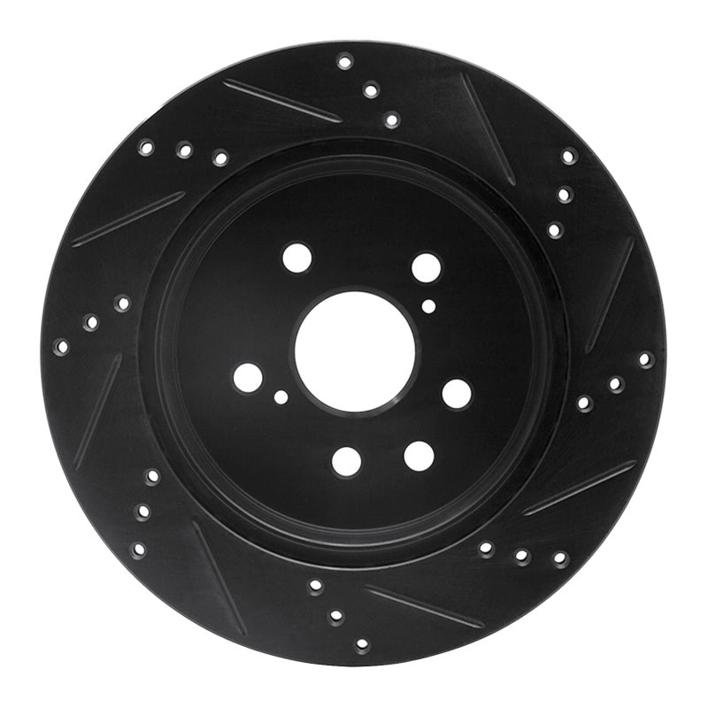 R1 Concepts R1 06-20 Lexus GS300 Rear Left Drilled & Slotted Black Brake Rotor