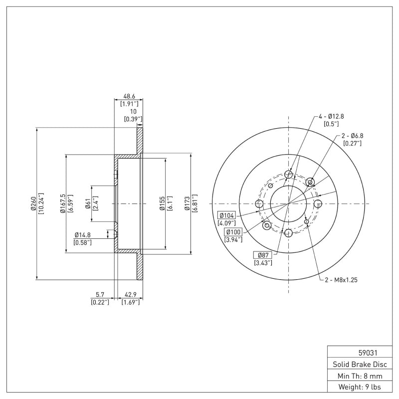 DFC 01-05 Acura EL Rear Brake Rotor