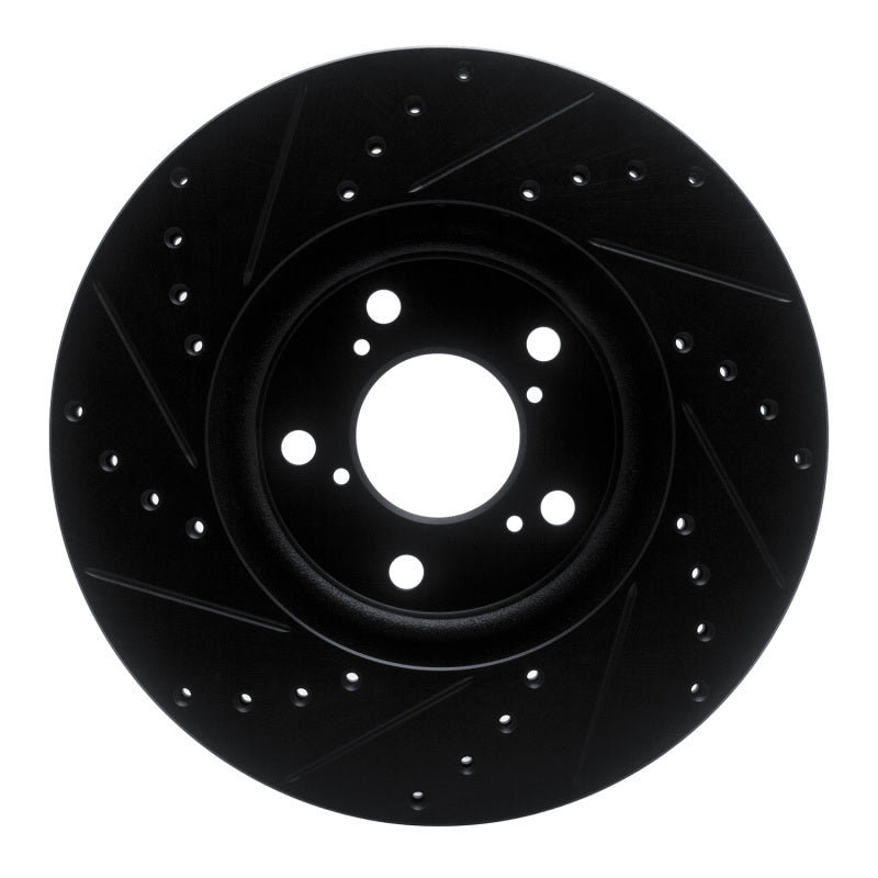 R1 Concepts R1 06-14 Honda Ridgeline Front Right Drilled & Slotted Black Brake Rotor