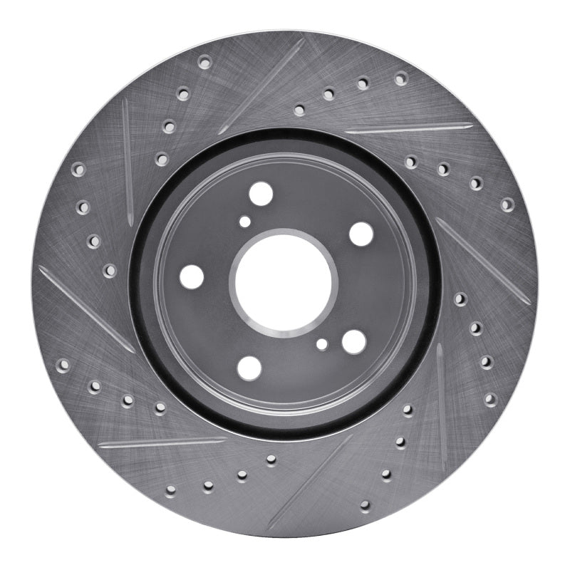 R1 Concepts R1 86-92 Toyota Supra Front Right Drilled & Slotted Silver Brake Rotor