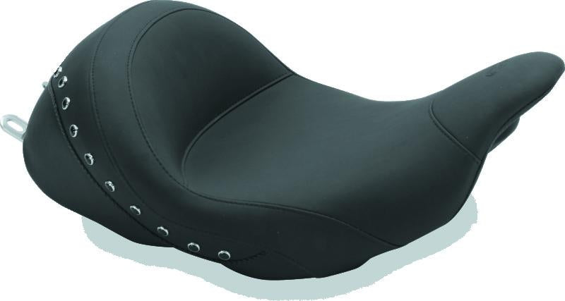Mustang Motorcycle Mustang 08-21 Harley Electra Glide Std,Rd Glide,Rd King,Str Glide Lowdown Solo Seat w/Studs - Black
