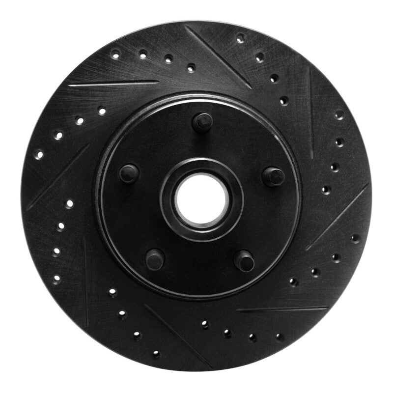 R1 Concepts R1 68-70 Ford Falcon Front Right Drilled & Slotted Black Brake Rotor
