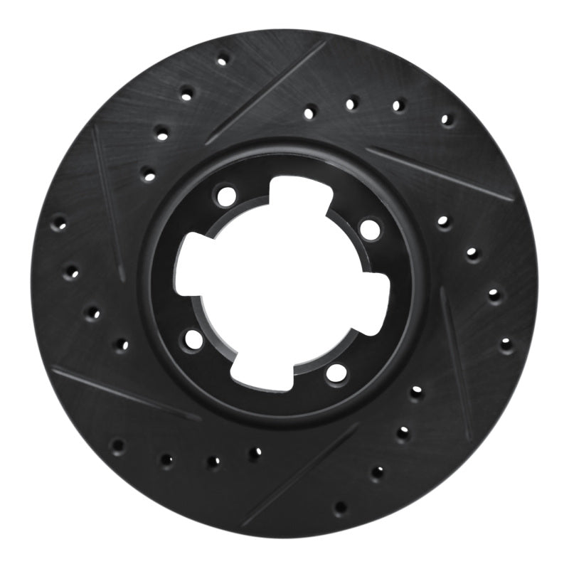 R1 Concepts R1 83-89 Subaru GL Front Left Drilled & Slotted Black Brake Rotor